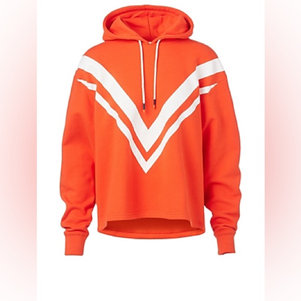 Tory Burch French Terry Chevron Hoodie. Size Small, Varsity Orange, Never worn.